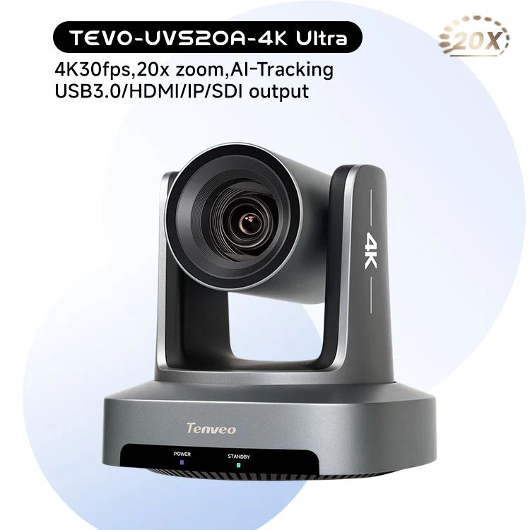 Tenveo 4K auto izsekošana SDI USB IP 20X PTZ konferences kamera